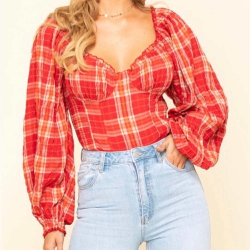 Free People Cherry Bomb Milkmaid Top